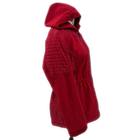 Jones New York Red Outerwear Faux Fur Hooded Mixed Media Velour Pile Coat - $180 - Picture 4 of 13